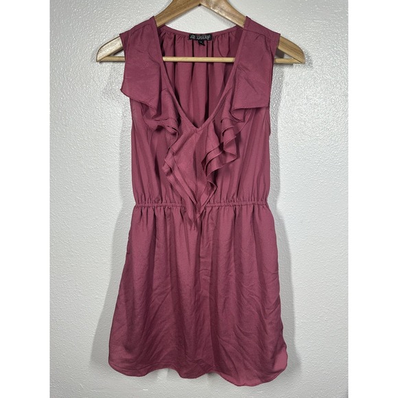 BeBop Dresses & Skirts - BeBop Dress Womens Medium Mauve Pink Ruffle V Neck Sleeveless Elastic Waist